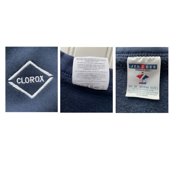 Vintage Streetwear Clorox Bleach Sweatshirt Cardigan Fleece Blue Size Large OS - Picture 6 of 9